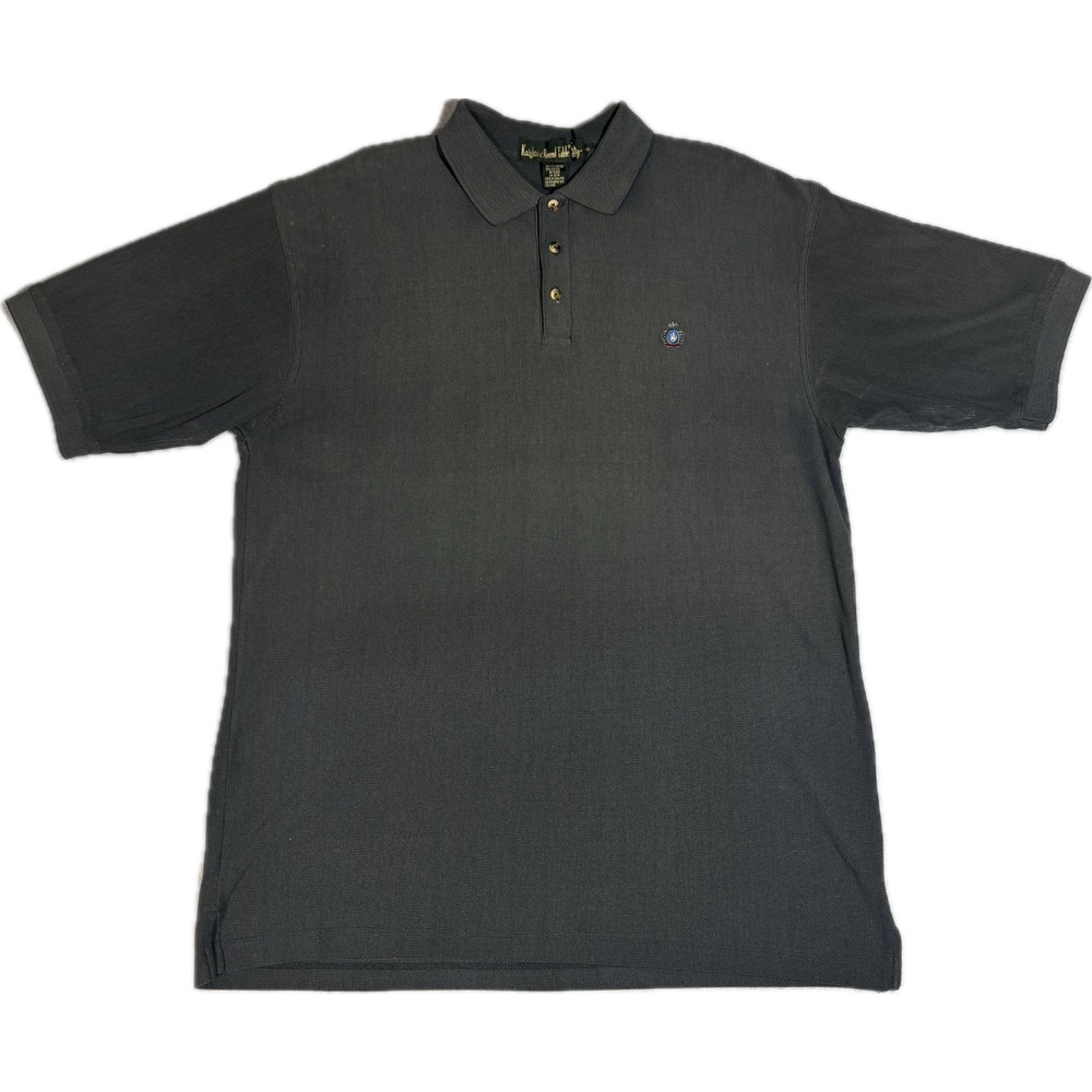 Knights of Round Table Mens‎ XL Polo Shirt Charcoal Gray Pique Short Sleeve Logo